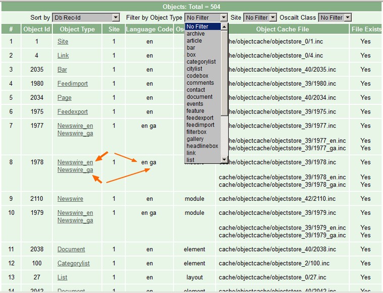 Fig 5.20: View Objects Admin Page